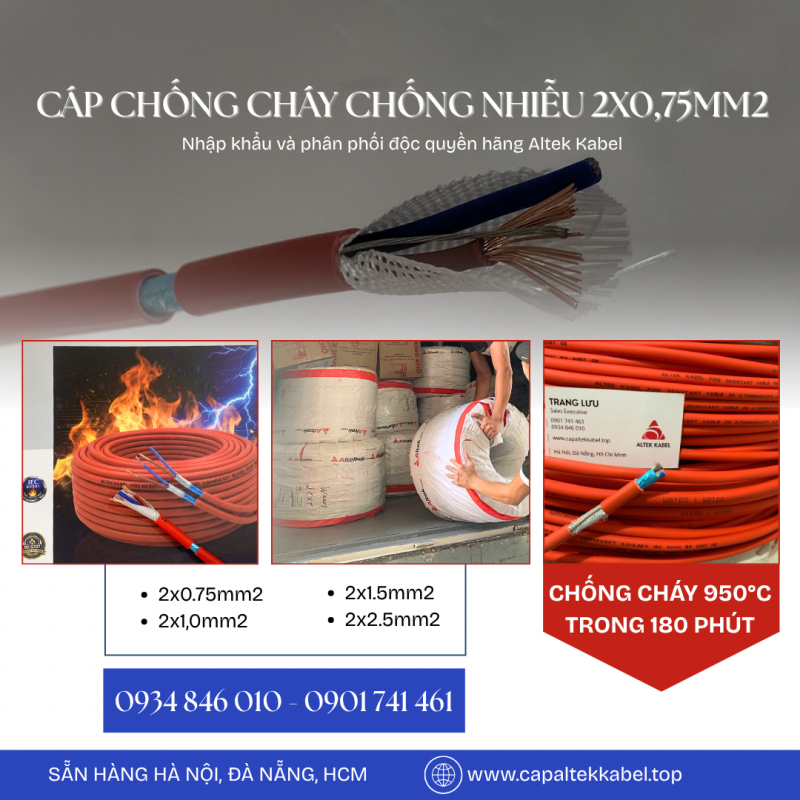 Cáp chống cháy chống nhiễu 2x0.75+E+GFT Altek Kabel