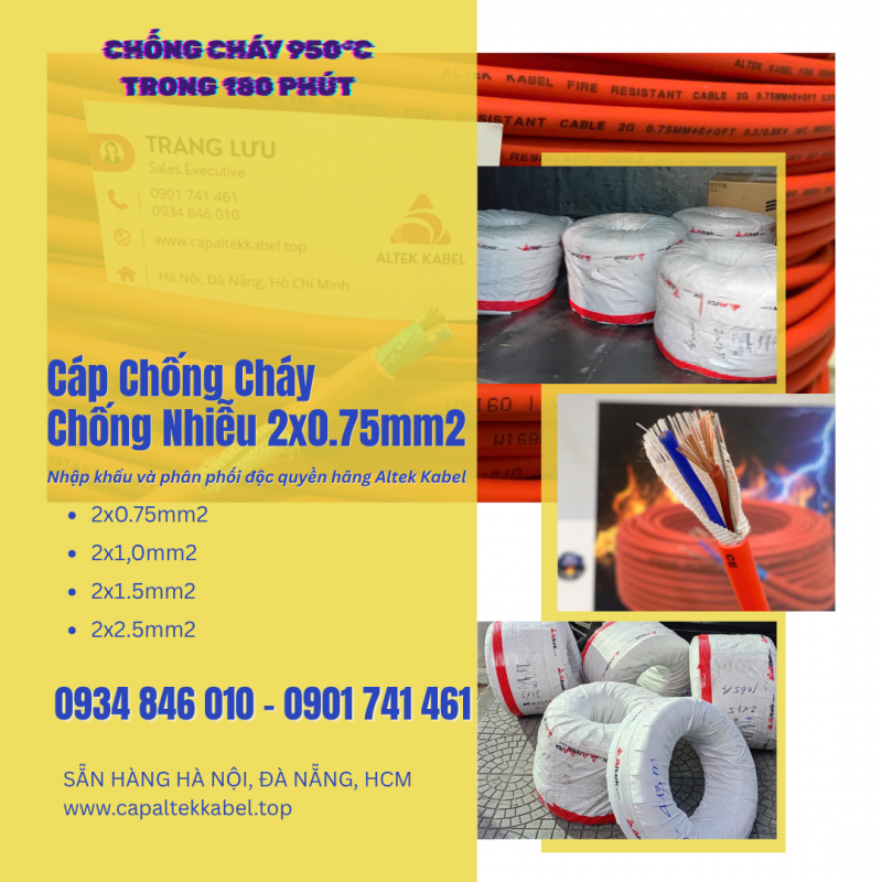 Cáp chống cháy chống nhiễu 2x0.75+E+GFT Altek Kabel