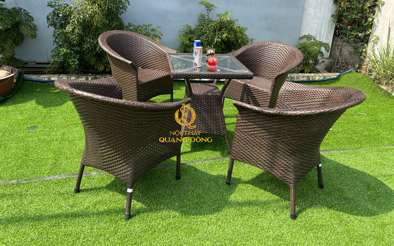 Bàn ghế Cafe mây nhựa QD- 074