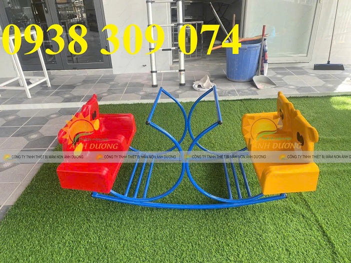 Bập bênh ghế gấu mầm non, bập bênh đôi cá mầm non, bập bênh đế cong