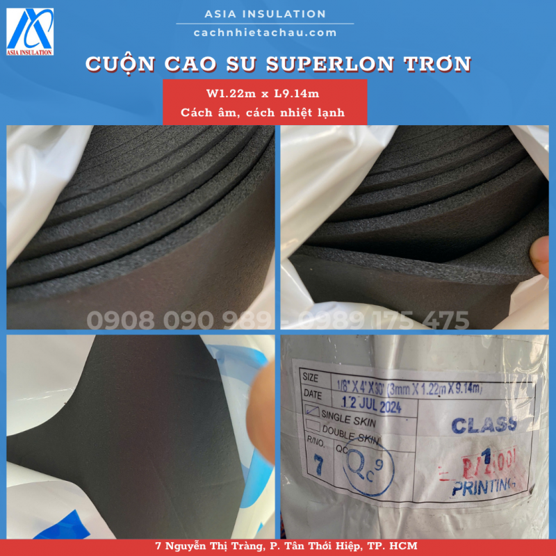 Cuộn Superlon dạng trơn, cách âm, cách nhiệt lạnh