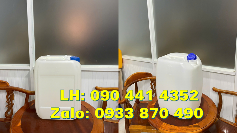 Can nhựa vuông 25 lít đựng nguyên liệu hóa chất, can nhựa HDPE dày 20 lít vuông nắp thoát khí 