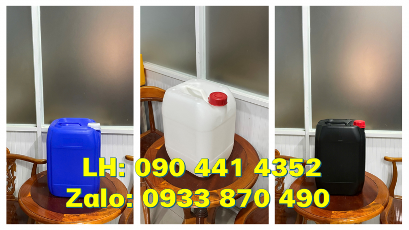 Can nhựa vuông 25 lít đựng nguyên liệu hóa chất, can nhựa HDPE dày 20 lít vuông nắp thoát khí 