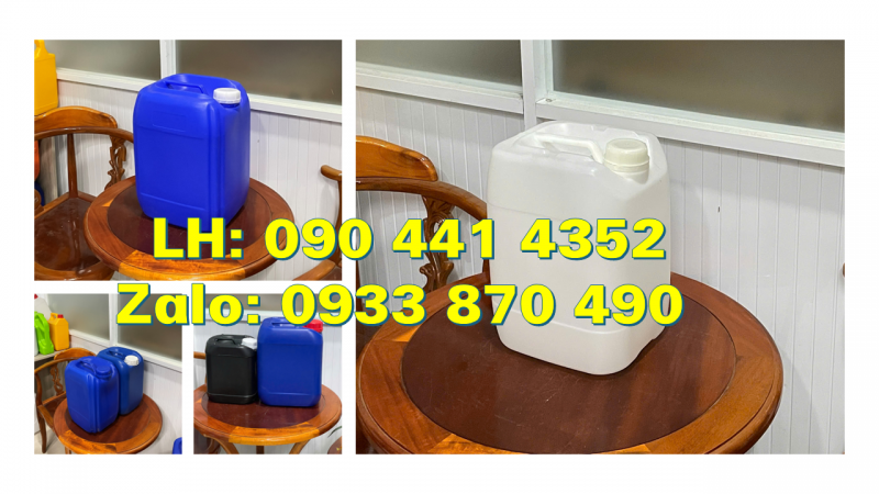 Can nhựa vuông 25 lít đựng nguyên liệu hóa chất, can nhựa HDPE dày 20 lít vuông nắp thoát khí 