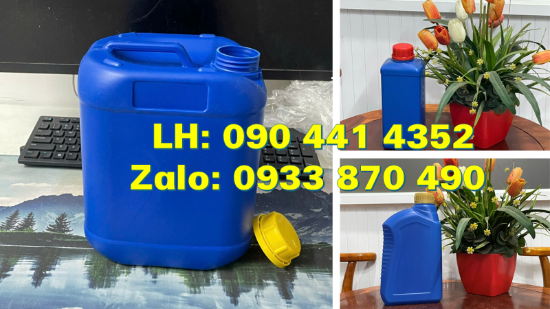 Can nhựa 5 lít đựng hóa chất y tế, bình nhựa vuông 2 lít đựng xăng, can nhựa 1 lít có quai 