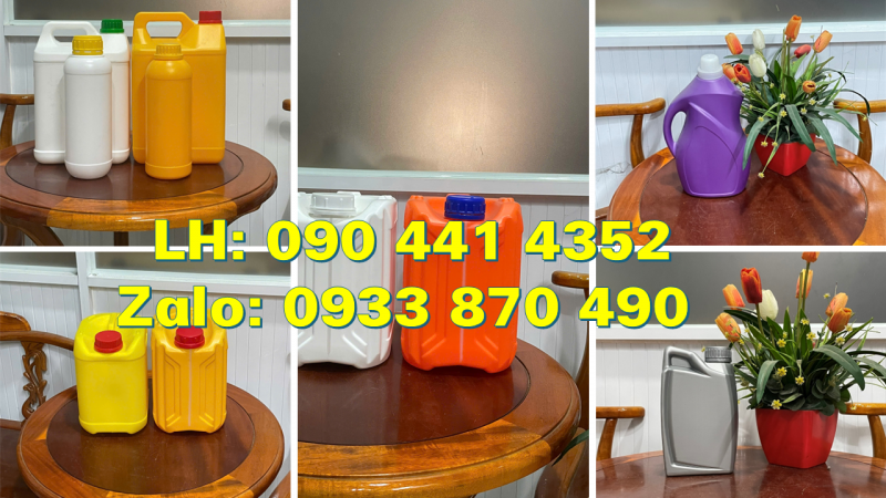 Can nhựa 5 lít đựng hóa chất y tế, bình nhựa vuông 2 lít đựng xăng, can nhựa 1 lít có quai 