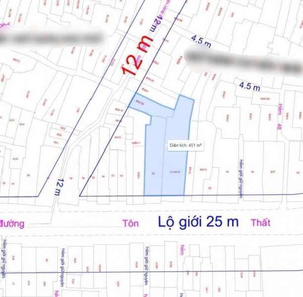 BÁN ĐẤT SIÊU KHƯNG 459M2 NGANG 13M*26M - MẶT TIỀN KD Đ.TÔN THẤT THUYẾT, QUẬN 4 - CẤP PHÉP XD
