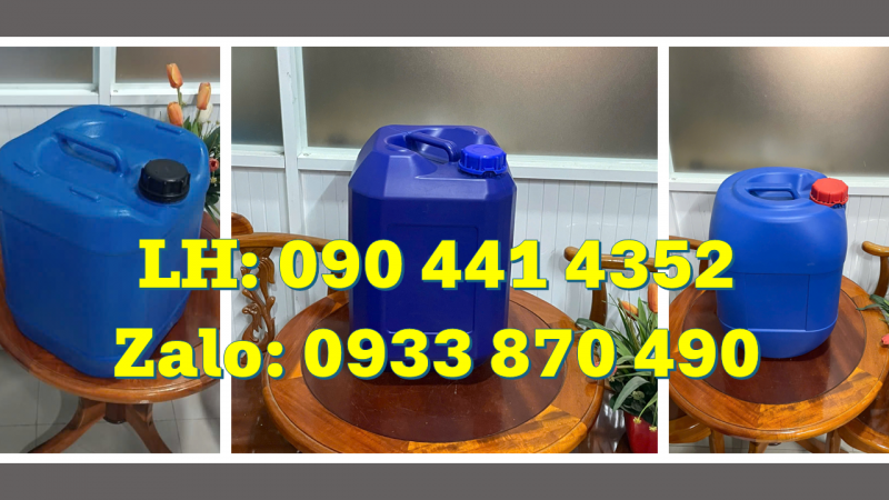 Thùng nhựa 22 lít màu vàng, can nhựa 24 lít màu đen đựng hóa chất nguy hiểm 