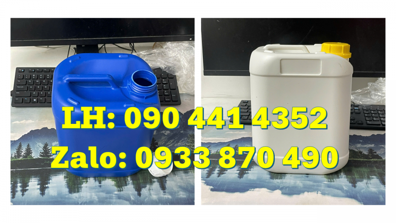 Can nhựa 5 lít vuông dày đựng hóa chất thoát khí có vạch chia, ngăn trượt an toàn 