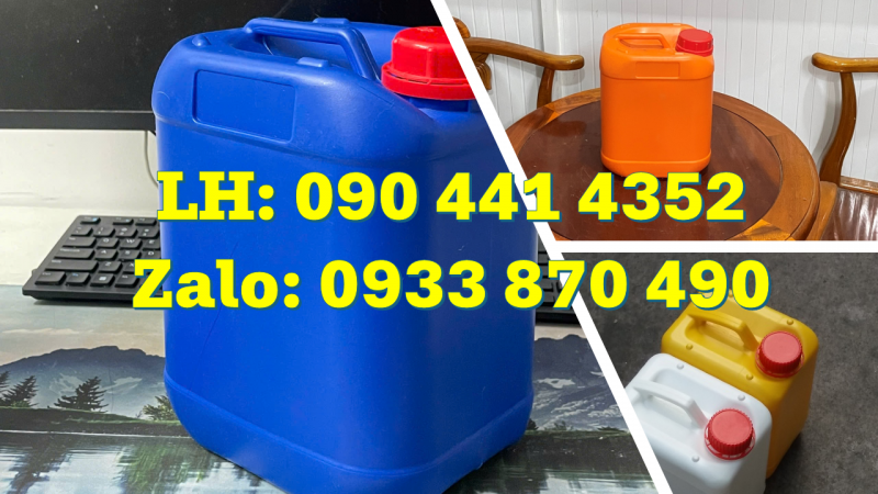 Can nhựa 5 lít vuông dày đựng hóa chất thoát khí có vạch chia, ngăn trượt an toàn 