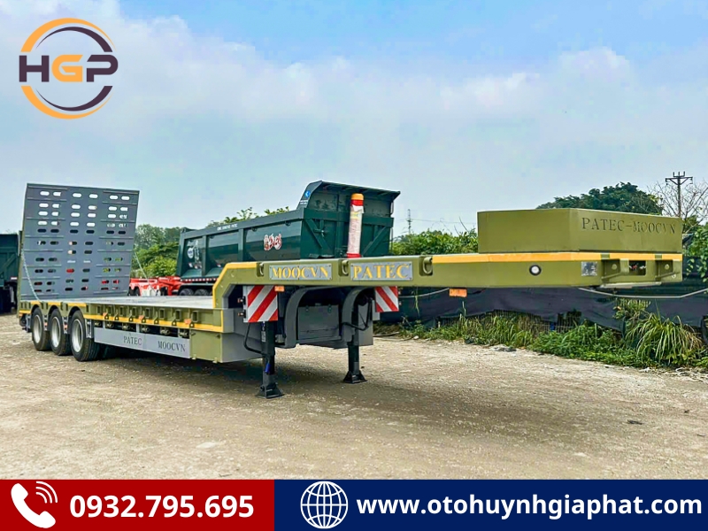 Sơ mi rơ mooc siêu trường diêu trọng TIANRUI 3 trục dài 14.3m - Kèm thang thủy lực