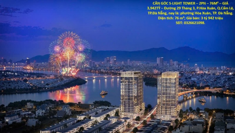 CĂN GÓC S-LIGHT TOWER – 2PN – 76M² – GIÁ 3,942TỶ – Đường 29 Tháng 3, P.Hòa Xuân, Q.Cẩm Lệ, TP.Đà