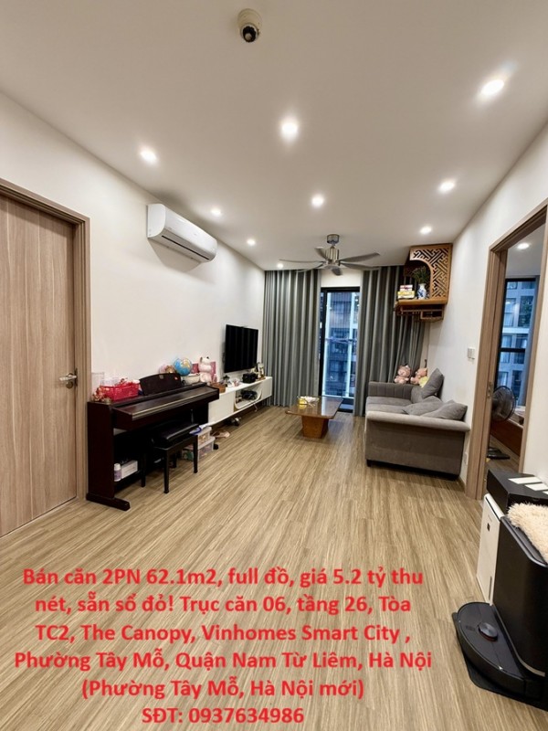 Bán căn 2PN 62.1m2, full đồ, giá 5.2 tỷ thu nét, sẵn sổ đỏ! phường Tây Mỗ, Quận Nam Từ Liêm, Hà Nội