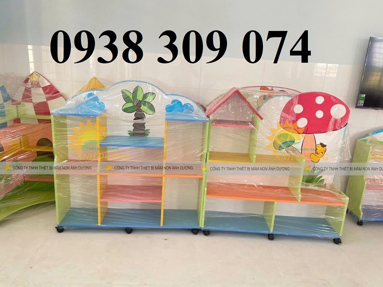 Kệ đựng đồ chơi học liệu mầm non, kệ đồ chơi mầm non