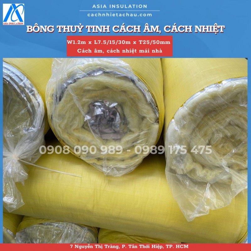 Bông thuỷ tinh cách âm, cách nhiệt, chống nóng mái tôn