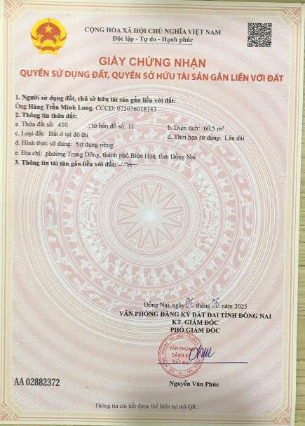 CHÍNH CHỦ BÁN ĐẤT DIỆN TÍCH  60,5M² FULL THỔ CƯ