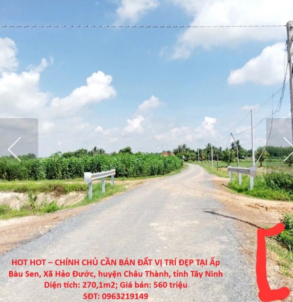 HOT HOT – CHÍNH CHỦ CẦN BÁN ĐẤT VỊ TRÍ ĐẸP  TẠI Xã Hảo Đước, huyện Châu Thành, tỉnh Tây Ninh