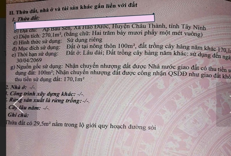 HOT HOT – CHÍNH CHỦ CẦN BÁN ĐẤT VỊ TRÍ ĐẸP  TẠI Xã Hảo Đước, huyện Châu Thành, tỉnh Tây Ninh