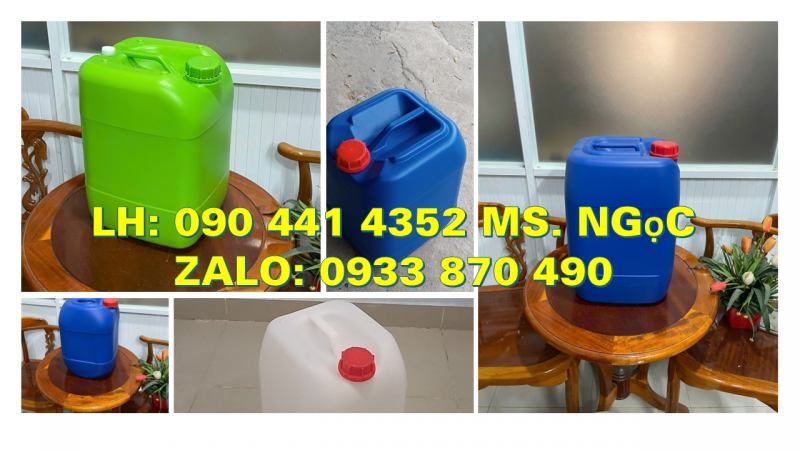Can nhựa 22 lít đựng nông dược, thùng nhựa 25 lít vuông, can nhựa 30 lít xanh đựng hóa chất 
