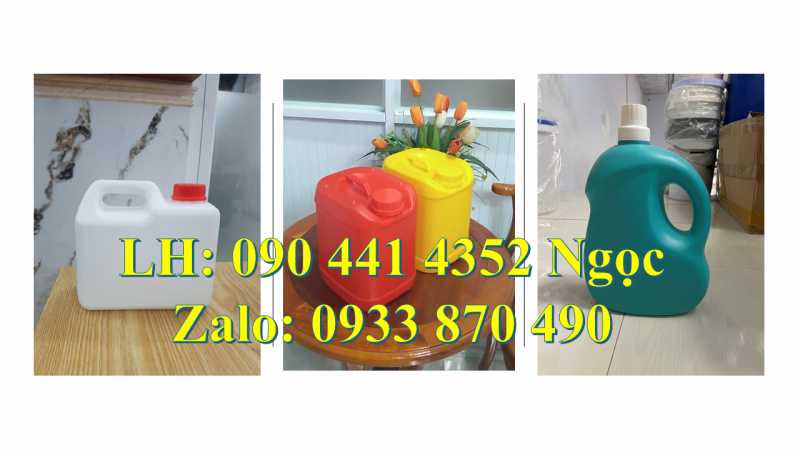 Vỏ can nhựa 1 lít tròn nắp nhấn, can nhựa vuông 2 lít đựng hóa chất, can nhựa vòi nhấn 5 lít châm nư
