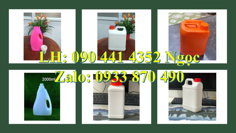 Vỏ can nhựa 1000ml đựng chất tẩy dạng loãng, can nhựa 2 lít tròn đựng nước giặt/ xả 