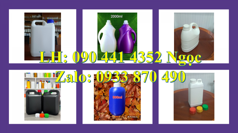 Vỏ can nhựa 1000ml đựng chất tẩy dạng loãng, can nhựa 2 lít tròn đựng nước giặt/ xả 