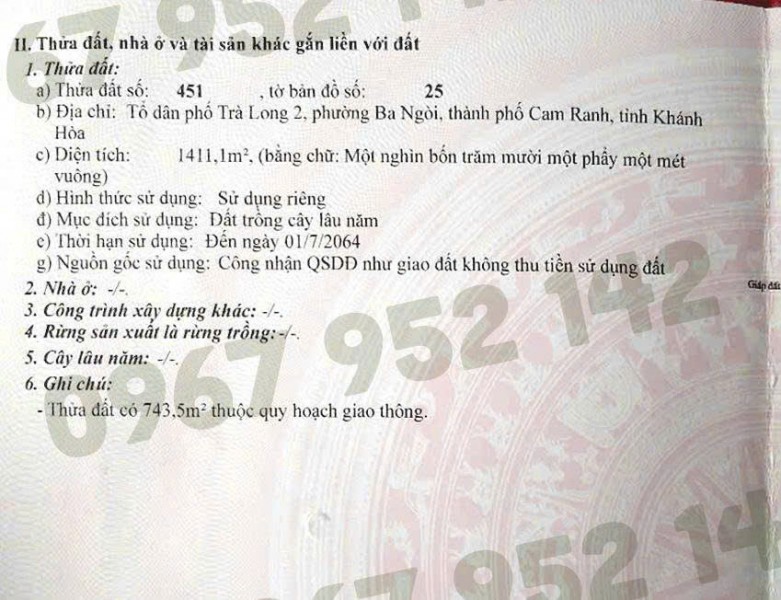 ĐẤT GÓC HIẾM TRONG LÕI QUY HOẠCH KDC TRÀ LONG 2 – Phường Ba Ngòi, TP. Cam Ranh, Khánh Hòa