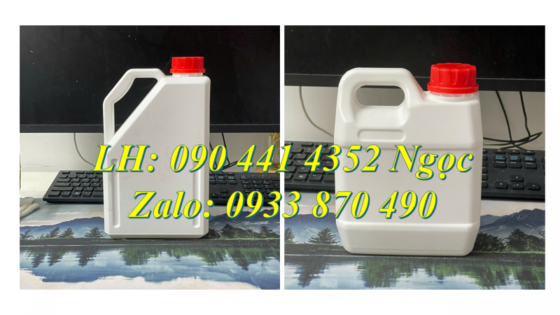 Can nhựa 0.5 lít, can 1 lít nhựa HDPE, can nhựa 2 lít vuông đựng hóa chất 