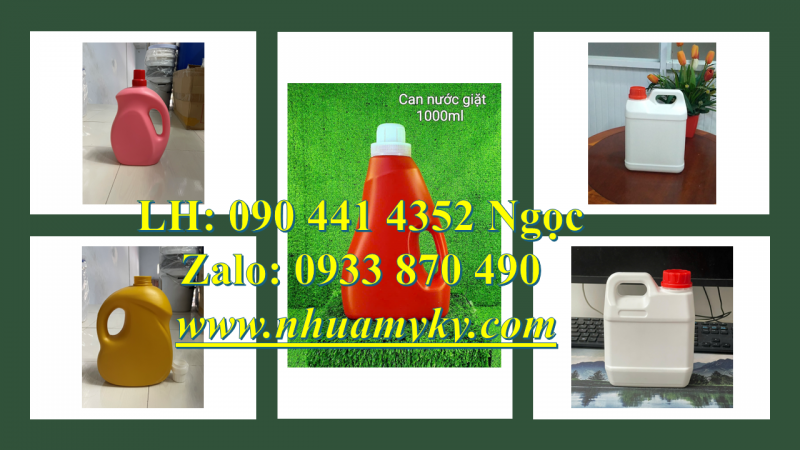 Can nhựa 0.5 lít đựng dầu oliu, can nhựa 1 lít vuông, can nhựa 2 lít đựng phân bón dạng loãng 