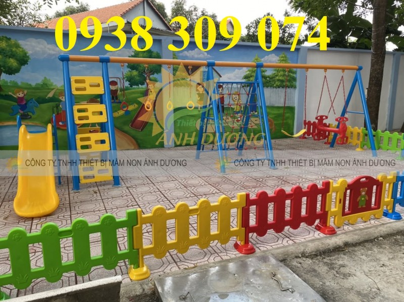 Bộ vận động ngoài trời đa năng kết hợp leo núi và xích đu cho trẻ mầm non