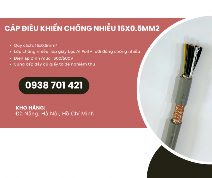 Cáp điều khiển chống nhiễu 16x0.5mm² – Truyền tín hiệu ổn định Bình Dương, Đồng Nai