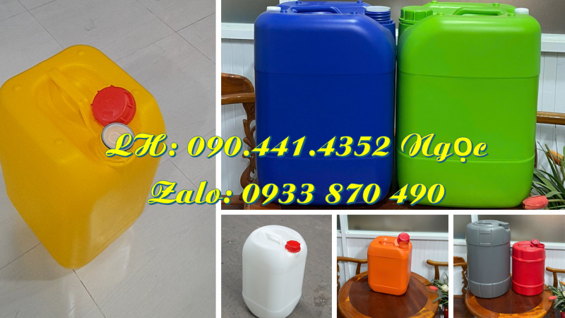 Vỏ can nhựa 24 lít vuông, can nhựa 25 lít tròn đựng hóa chất, can nhựa vuông 30 lít đựng axit 