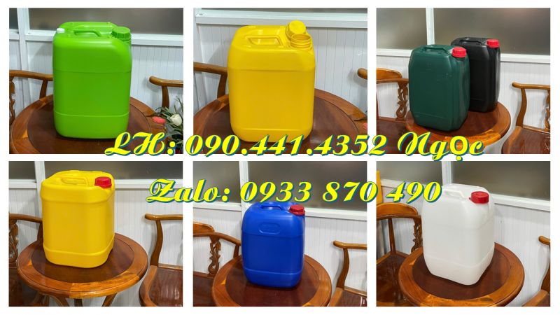 Vỏ can nhựa 24 lít vuông, can nhựa 25 lít tròn đựng hóa chất, can nhựa vuông 30 lít đựng axit 