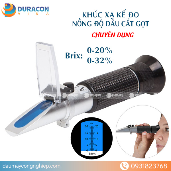✅ Khúc xạ kế đo nồng độ dầu cắt gọt chuyên dụng ATC 0-20% Brix, Ship COD toàn quốc