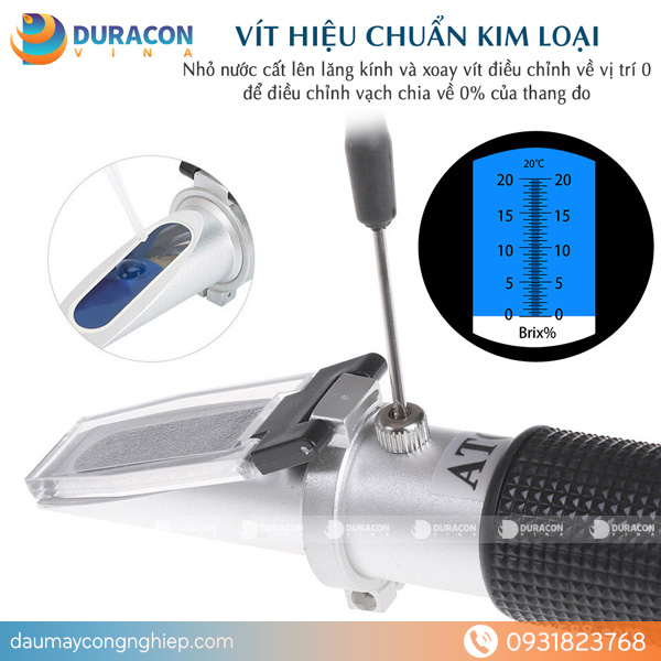 ✅ Khúc xạ kế đo nồng độ dầu cắt gọt chuyên dụng ATC 0-20% Brix, Ship COD toàn quốc
