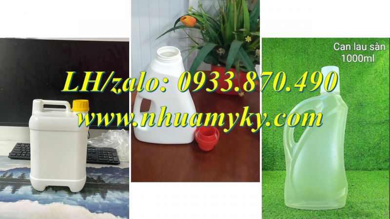Vỏ can nhựa 1 lít tròn, can nhựa 2 lít vuông quai, can nhựa 5 lít tròn quai xéo 