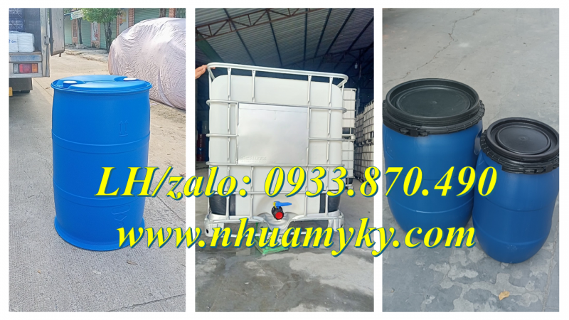 Thùng phuy nhựa 120 lít đựng thực phẩm chế biến, thùng phuy nhựa 220 lít làm phao bè 