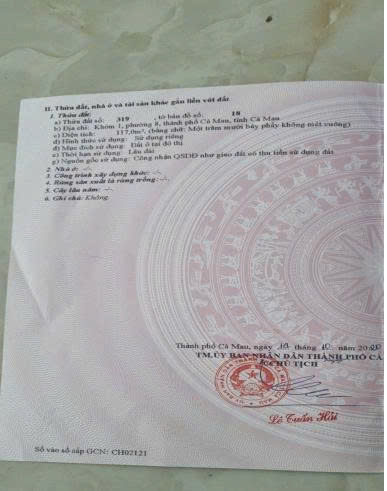 CHÍNH CHỦ CẦN BÁN NHÀ và ĐẤT + 2 PHÒNG TRỌ –  VỊ TRÍ ĐẸP TẠI PHƯỜNG 8 - TP. CÀ MAU