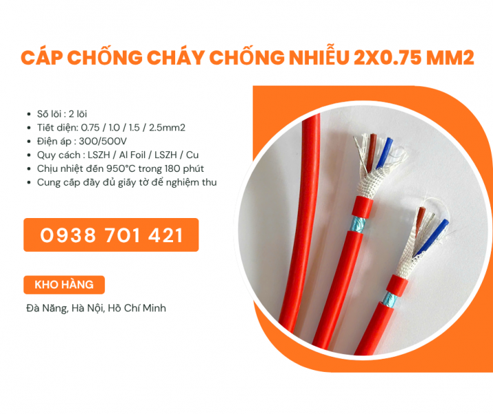 Cáp chống cháy chống nhiễu Altek Kabel 2x0.75mm² phân phối Bắc Ninh, Bắc Giang
