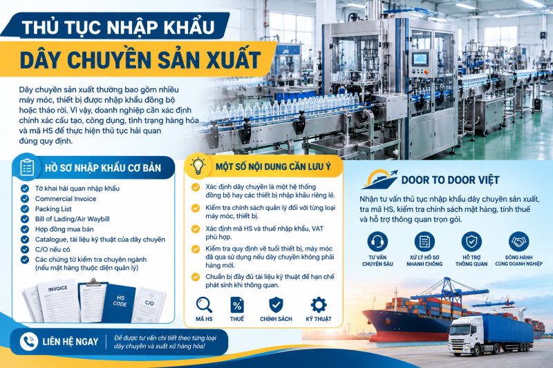 Thủ tục nhập khẩu dây chuyền sản xuất