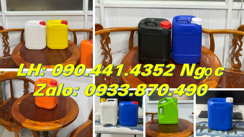 Vỏ can nhựa 1 lít đựng hóa chất, can nhựa vuông 2 lít, can nhựa 5 lít vuông có vòi nhấn 