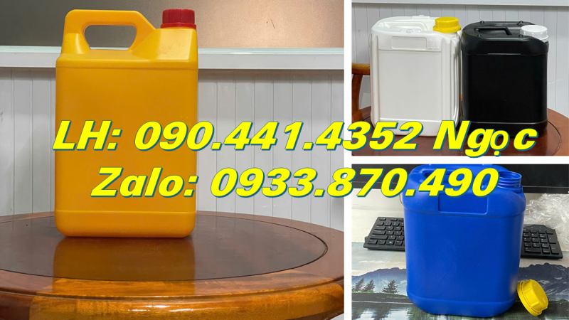 Vỏ can nhựa 1 lít đựng hóa chất, can nhựa vuông 2 lít, can nhựa 5 lít vuông có vòi nhấn 