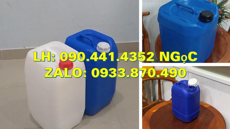 Vỏ thùng nhựa 30 lít đựng dầu nhớt, can nhựa 25 lít đựng hóa chất gốc axit 