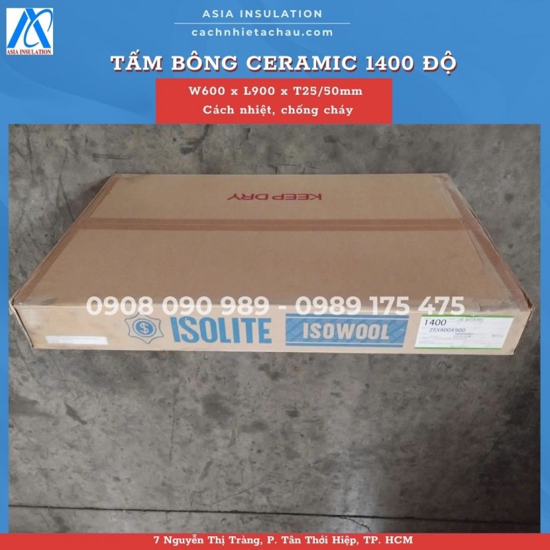 Tấm bông gốm Ceramic Isolite 1400 độ C