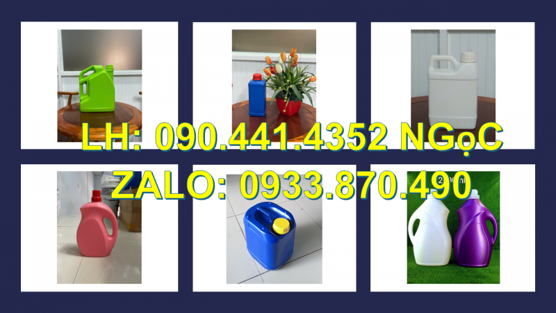 Bình nhựa 2 lít đựng dầu thực vật, can nhựa 5 lít đựng nước rửa chén