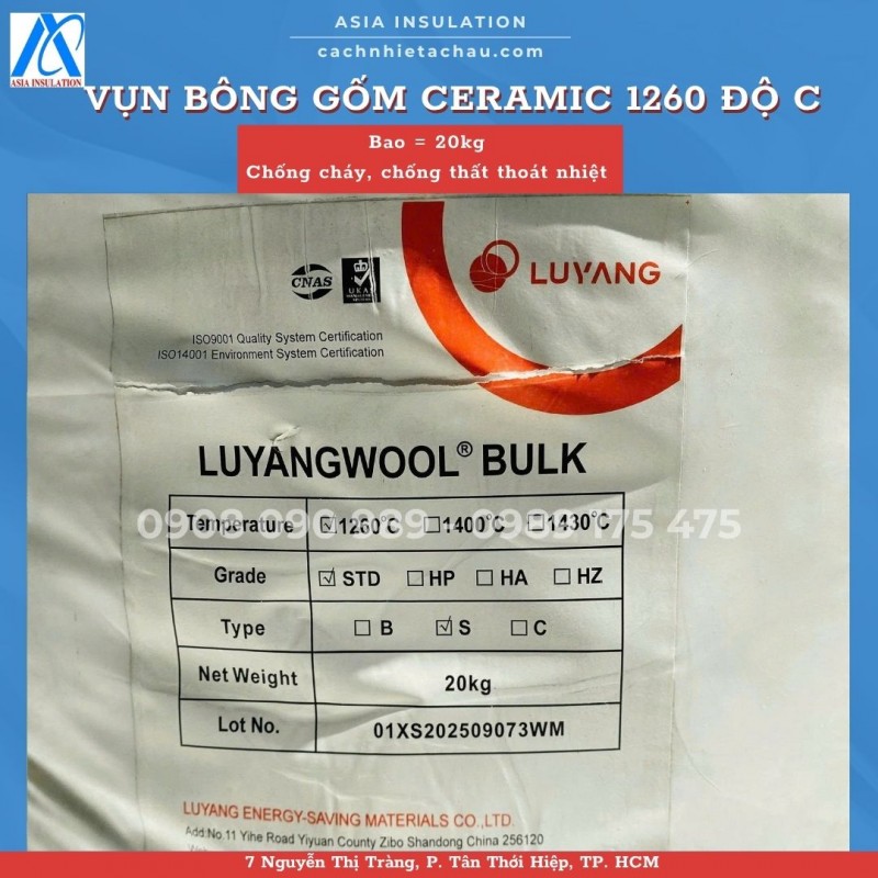 Vụn bông sợi gốm Ceramic cách nhiệt, chống cháy
