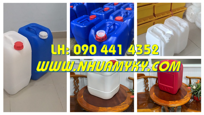 Sản xuất can nhựa 30 lít đựng javen, can vuông 25 lít đựng dầu, can nhựa 20 lít đựng chất đánh bóng 