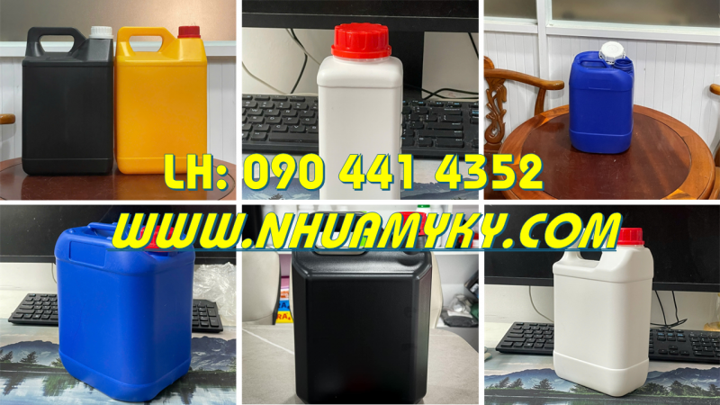 Can 5 lít tròn quai đựng hóa chất dạng sệt, can nhựa 2 lít đựng hóa chất dạng đặc 