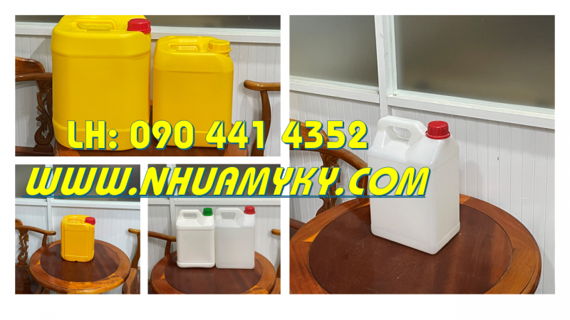 Can 5 lít tròn quai đựng hóa chất dạng sệt, can nhựa 2 lít đựng hóa chất dạng đặc 
