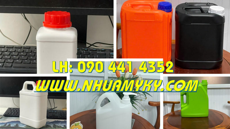 Can 5 lít tròn quai đựng hóa chất dạng sệt, can nhựa 2 lít đựng hóa chất dạng đặc 